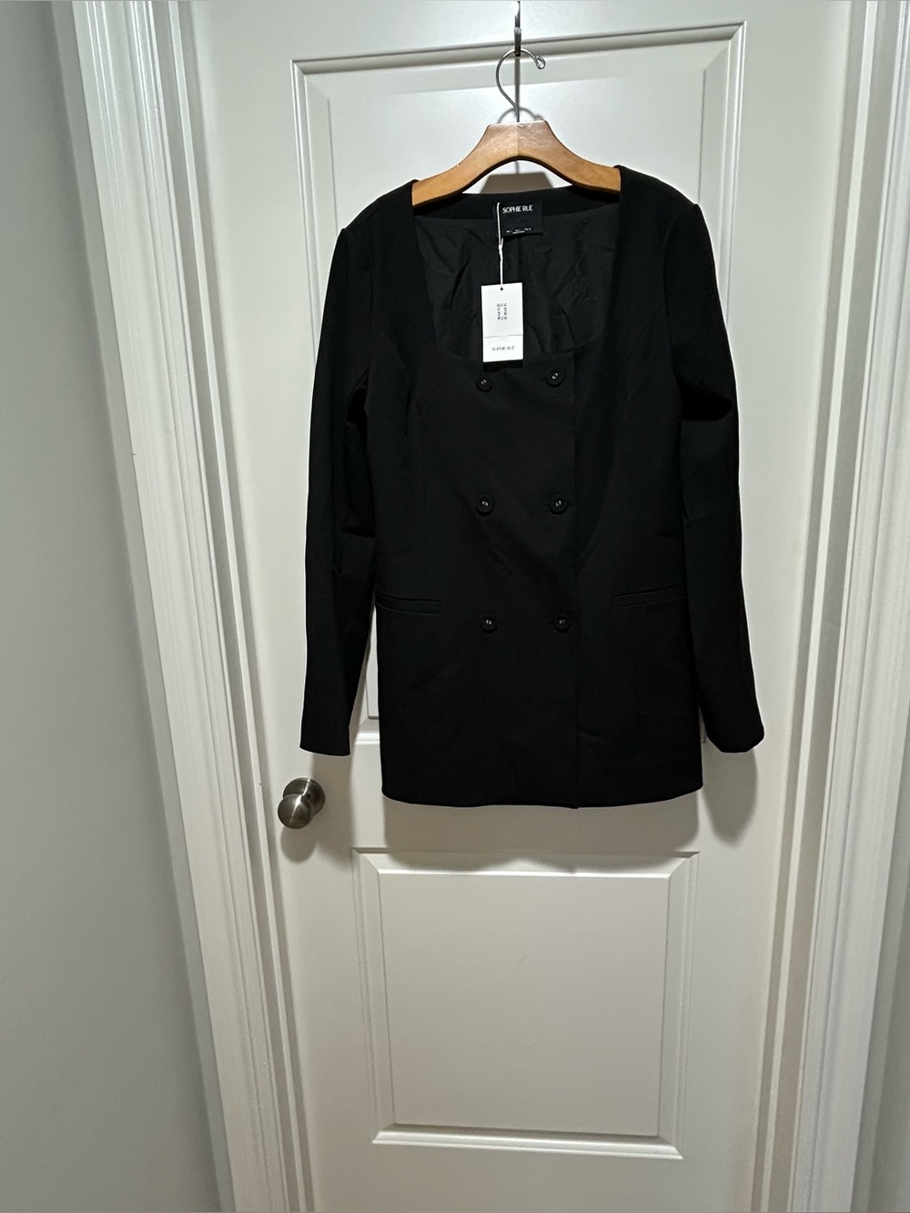 Sophie Rue NWT women’s size L Black Double-Breasted Henrietta Blazer Suit Jacket
